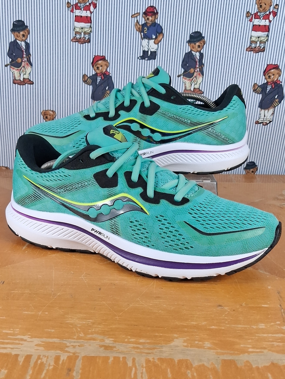 Women's Saucony Omni XX Pwr Run Lightweight Teal & White Sz 11 Running Shoes